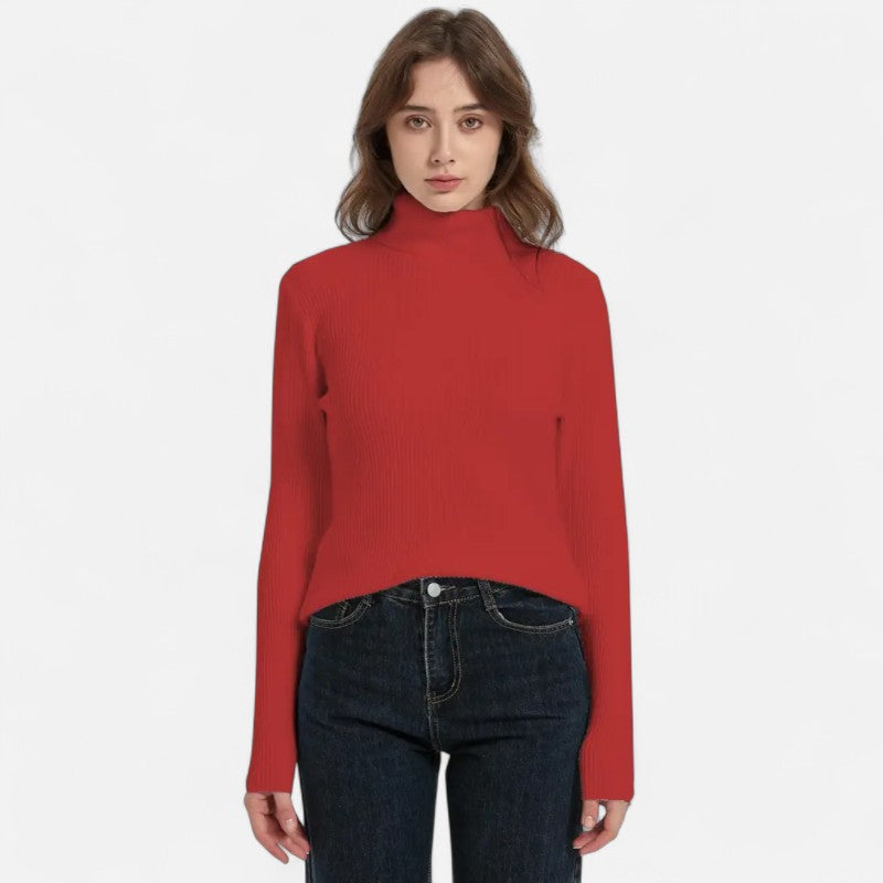 Élan Urbain™ | Pull Femme Col Roulé Côtelé – Coupe Slim