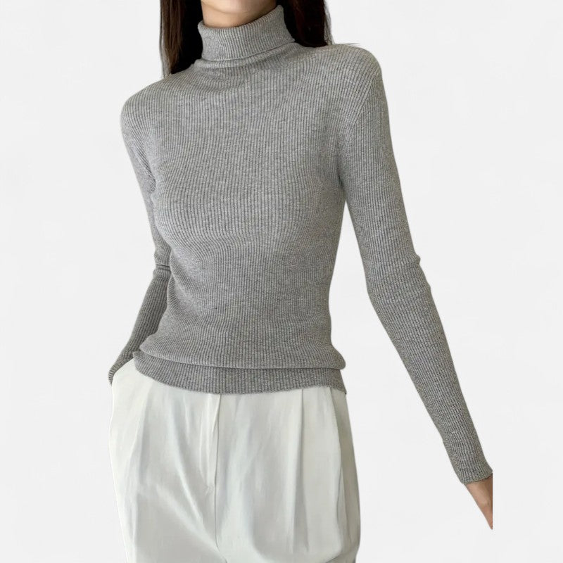 Élan Urbain™ | Pull Femme Col Roulé Côtelé – Coupe Slim