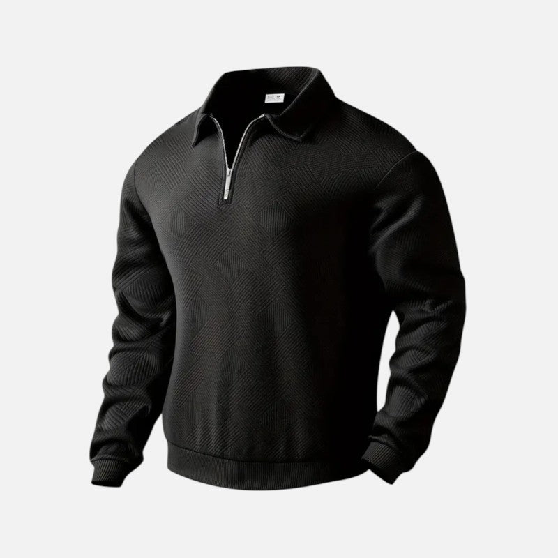 Élan Urbain™ | Sweat-shirt décontracté à col zippé et rayures pour homme