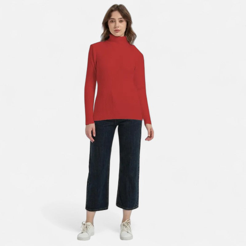 Élan Urbain™ | Pull Femme Col Roulé Côtelé – Coupe Slim