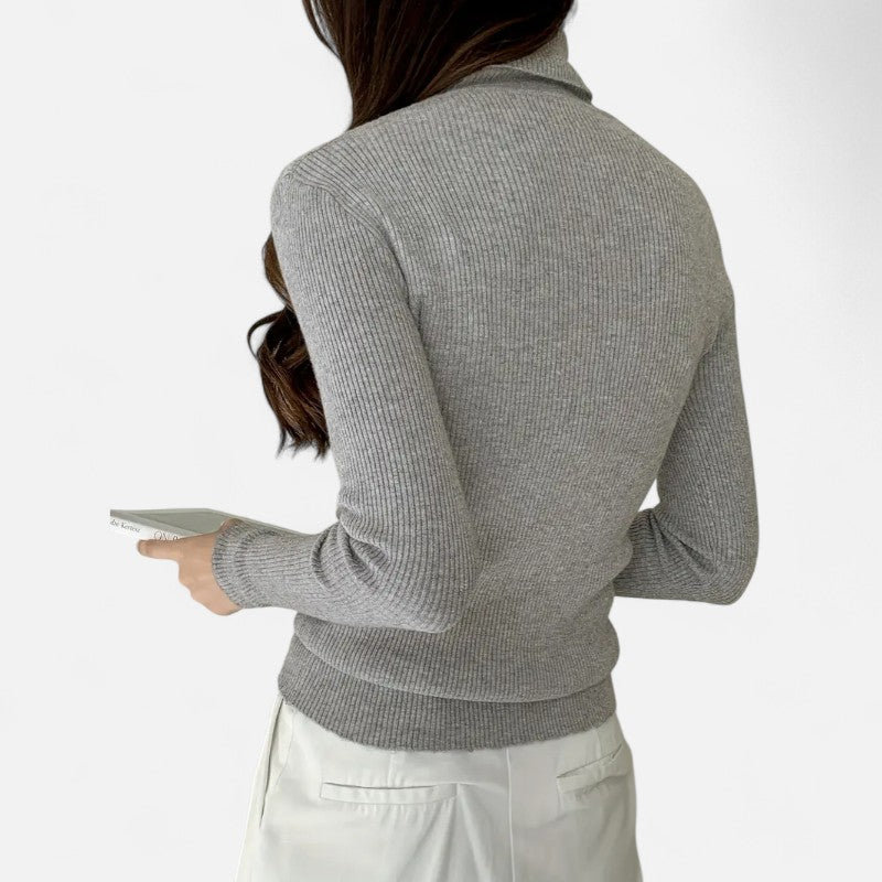 Élan Urbain™ | Pull Femme Col Roulé Côtelé – Coupe Slim