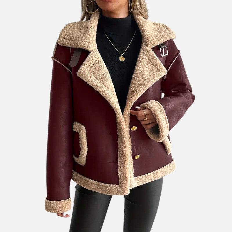 Élan Urbain™ | Veste biker élégante doublée de fausse fourrure pour femme