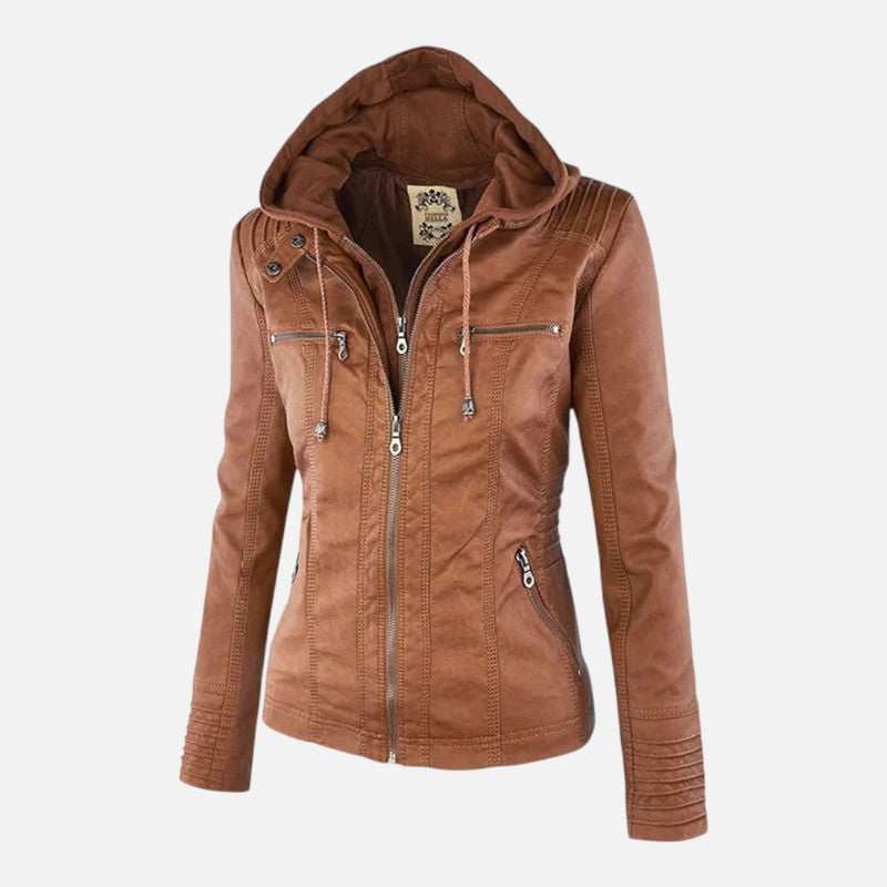 Élan Urbain™ | Veste en Cuir avec Capuche