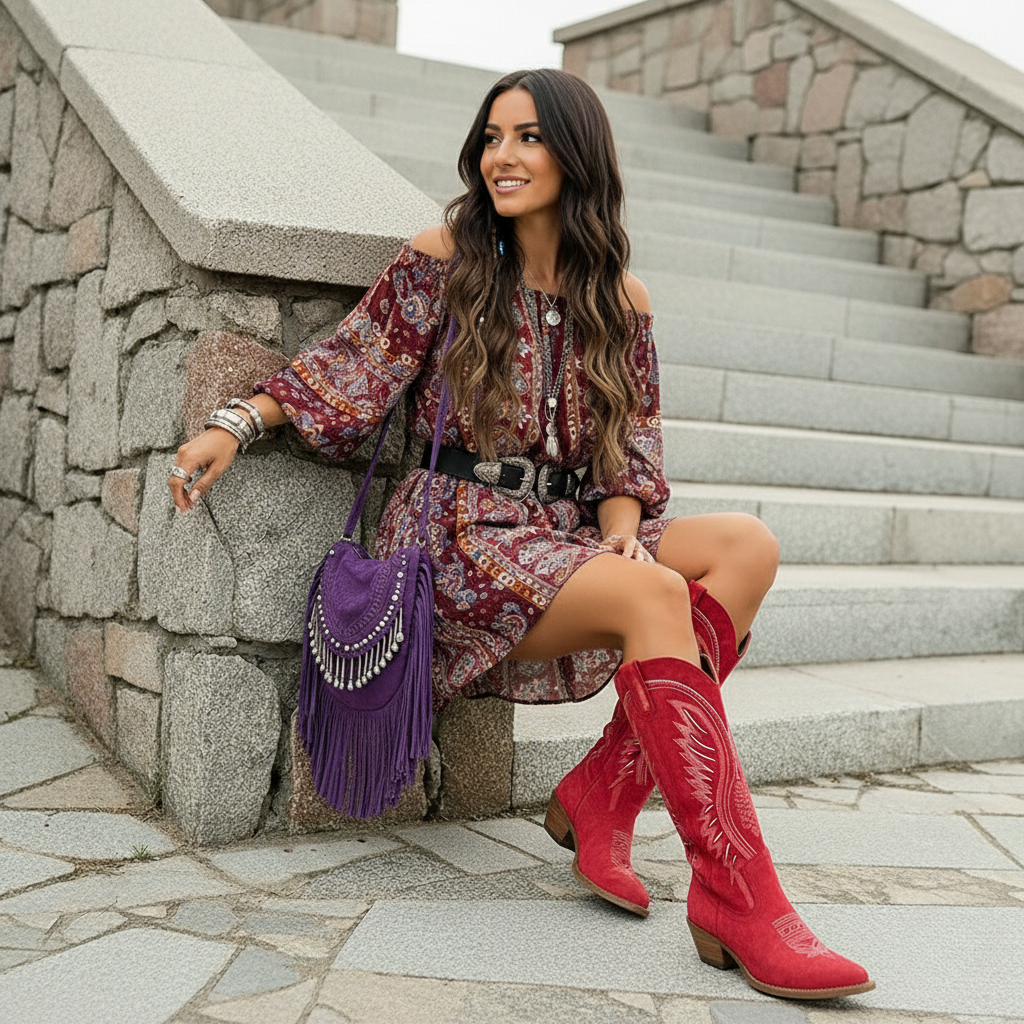 Élan Urbain™ | Bottes Western Brodées Lunas Wild Spirit