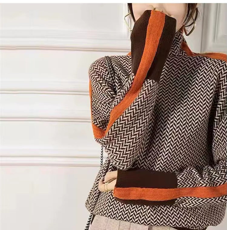 Élan Urbain™ | Col Roulé Luxe en Herringbone