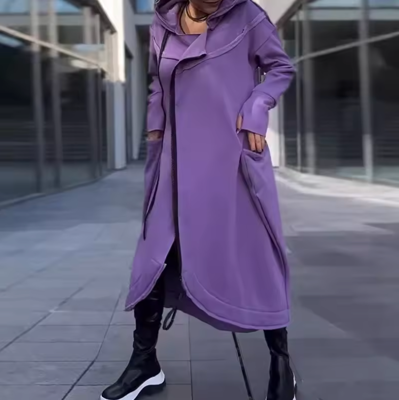 Élan Urbain™ | Sweat Long Avec Capuche Et Zip En Materiaux Légers Et Respirants