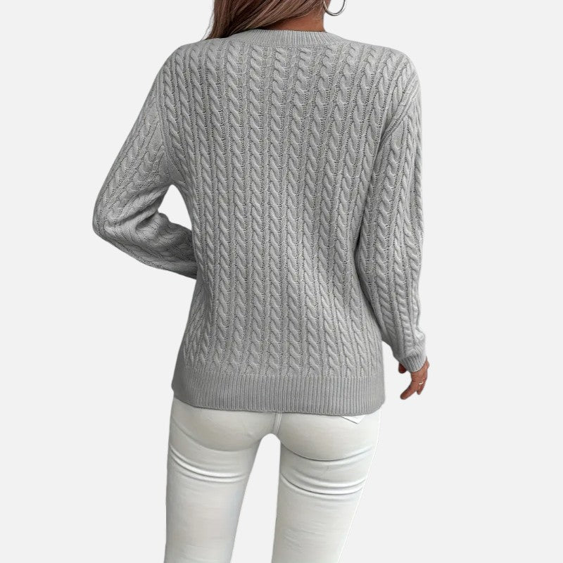 Élan Urbain™ | Pull à col rond et manches longues en maille torsadée pour femme