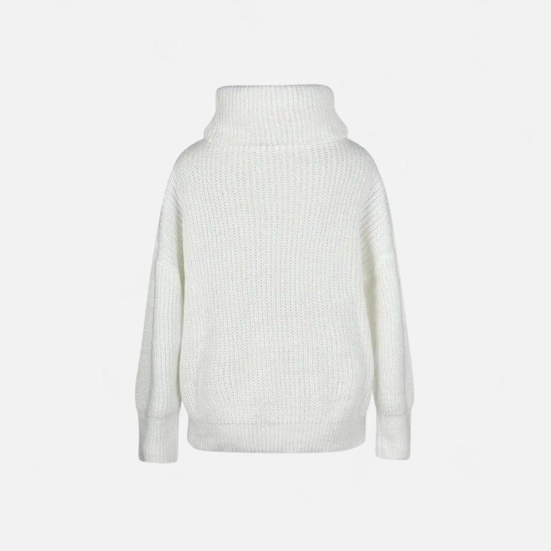 Élan Urbain™ | Pull Femme à Col Haut Décontracté – Boutons Décoratifs