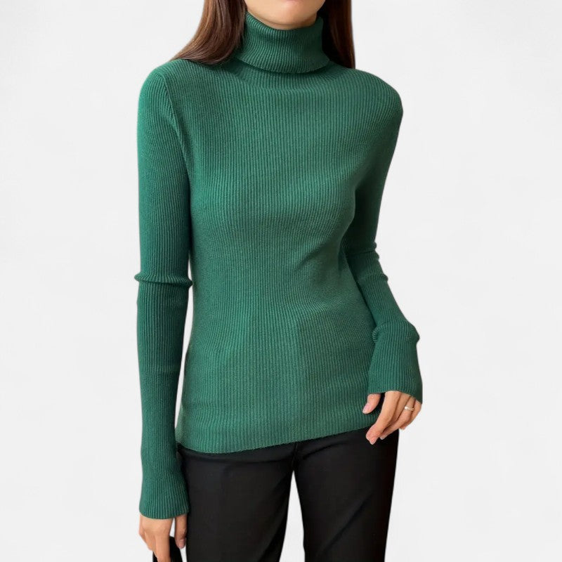 Élan Urbain™ | Pull Femme Col Roulé Côtelé – Coupe Slim
