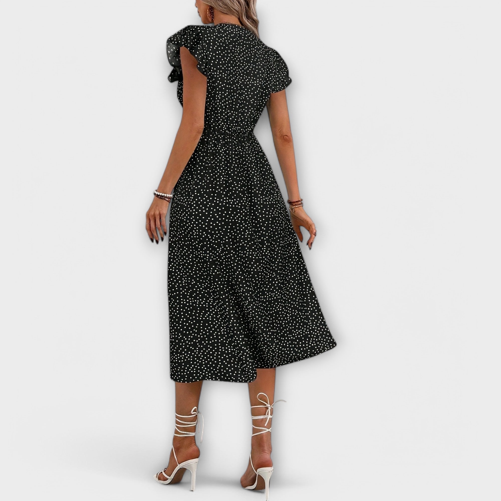 Élan Urbain™ | Chic Robe Midi à Pois pour Femmes