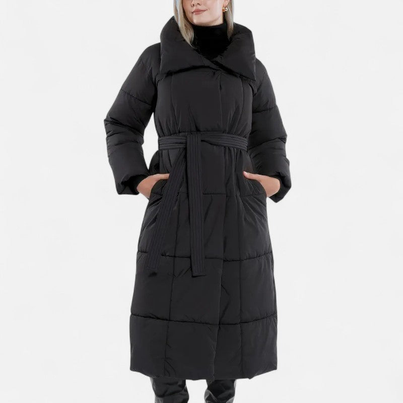 Élan Urbain™ | Doudoune longue ceinturée avec col large pour femme