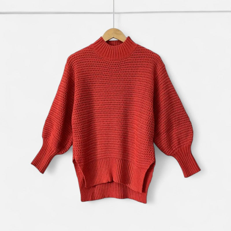 Élan Urbain™ | Pull Femme Texturé à Demi‑Col Montant – Coupe Oversize & Finitions Élégantes