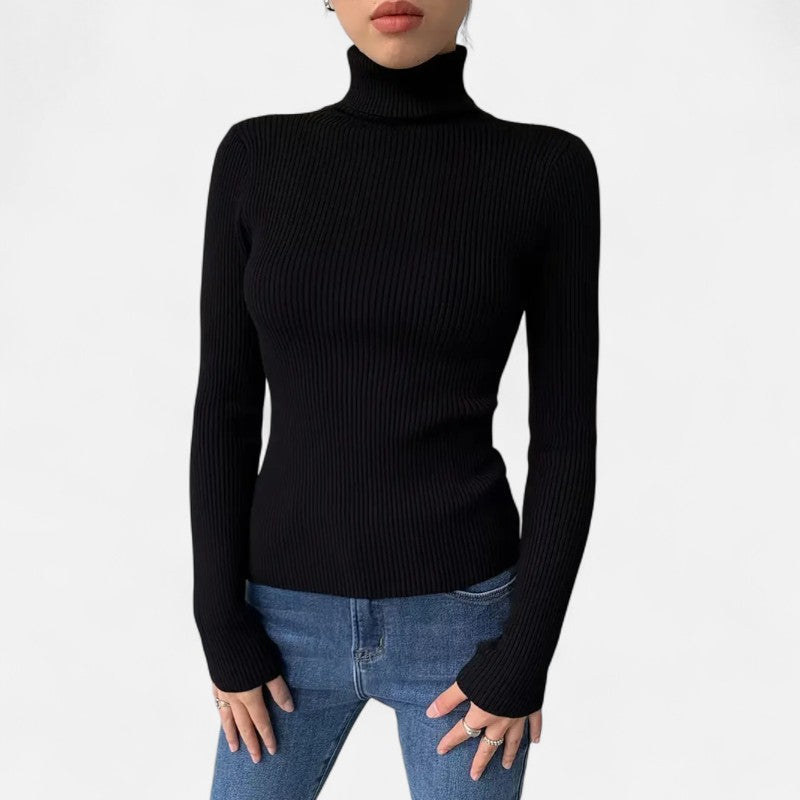 Élan Urbain™ | Pull Femme Col Roulé Côtelé – Coupe Slim