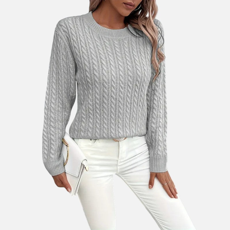 Élan Urbain™ | Pull à col rond et manches longues en maille torsadée pour femme