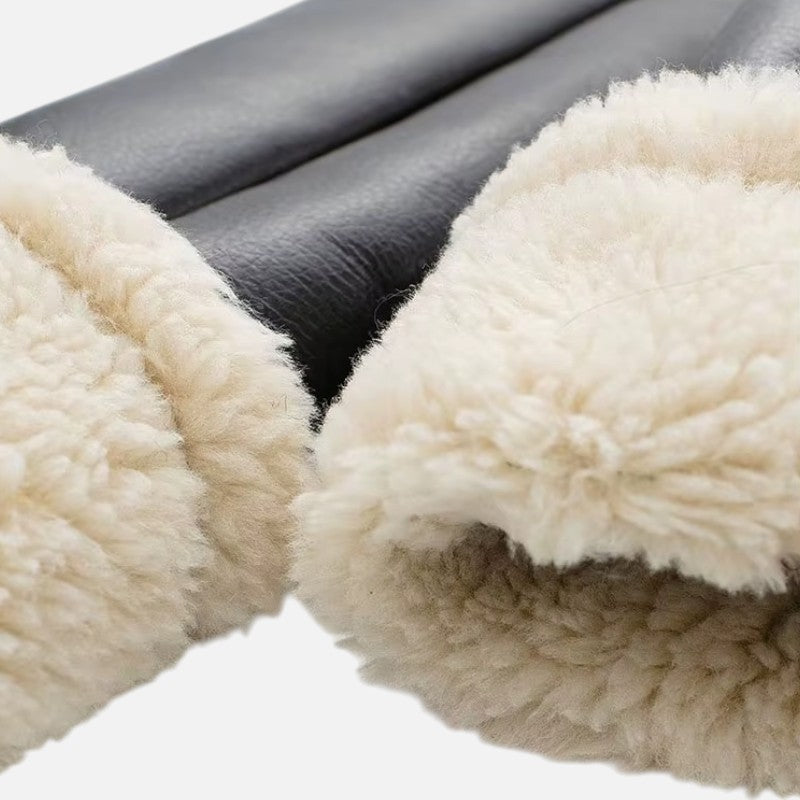 Élan Urbain™ | Veste Bomber Courte en Cuir et Laine Mélangée pour Femme