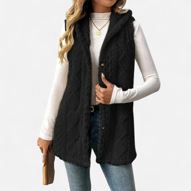 Élan Urbain™ | Gilet sans manches élégant pour femme en peluche