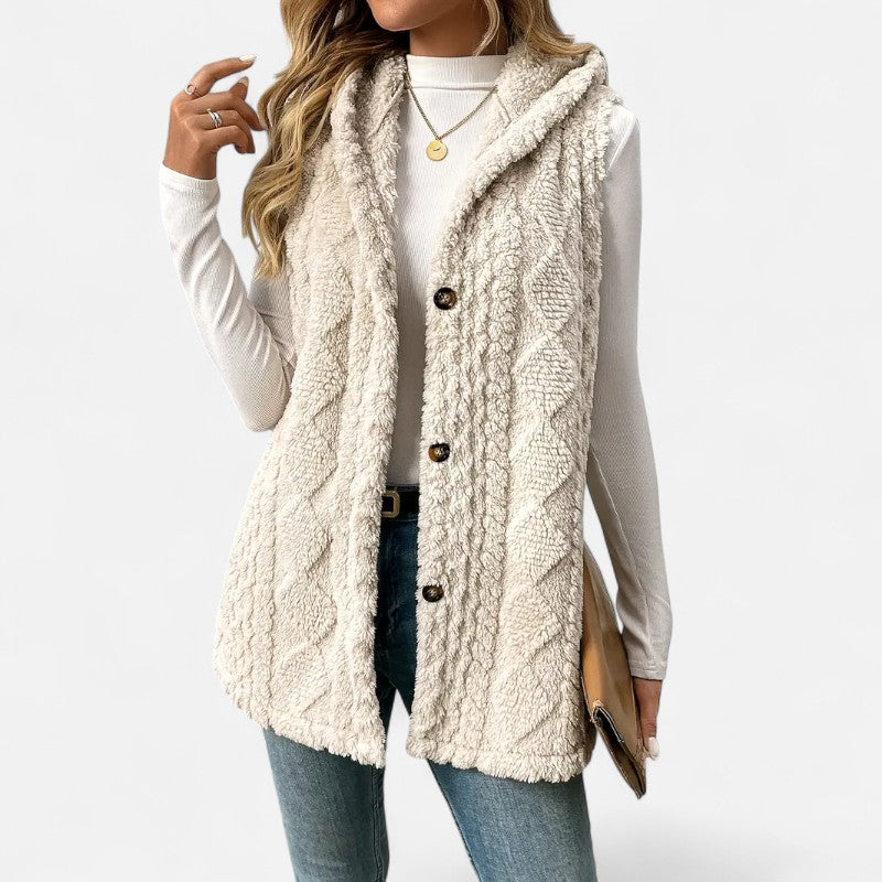 Élan Urbain™ | Gilet sans manches élégant pour femme en peluche