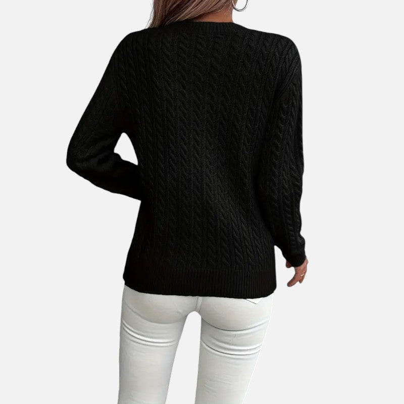 Élan Urbain™ | Pull à col rond et manches longues en maille torsadée pour femme