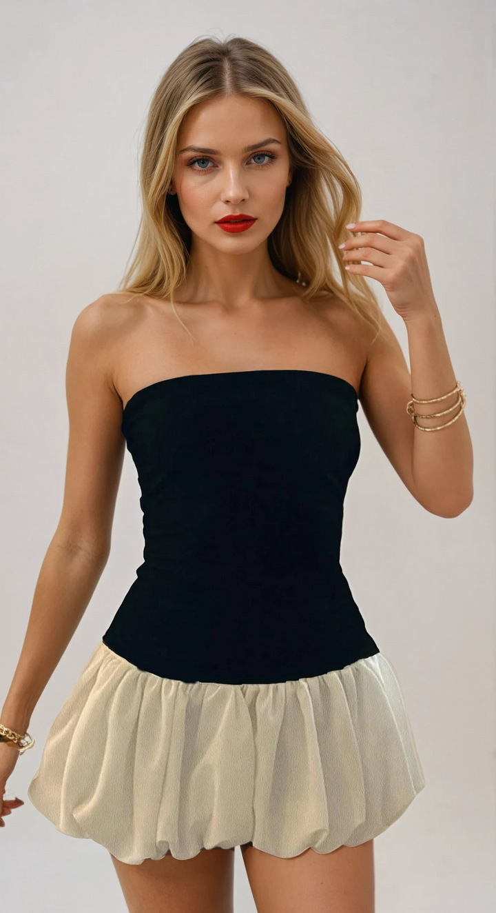 Kendall Drop-Waist Bubble-Hem Cute Party Dress