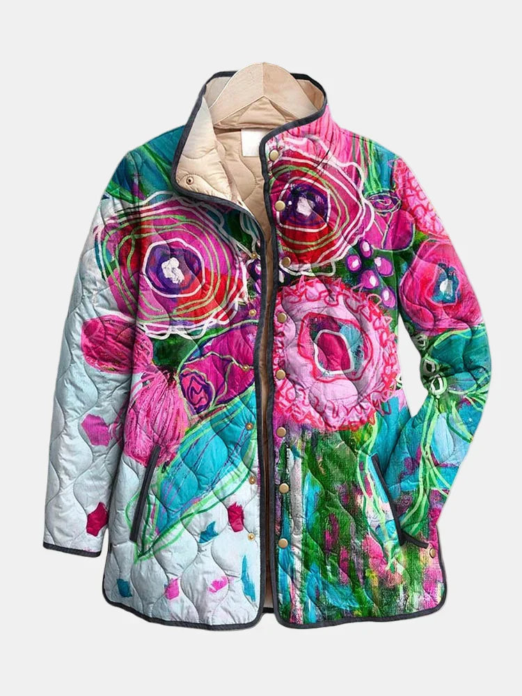 Élan Urbain™ | Veste à Motif Floral Élégant