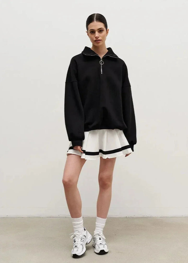 Relaxed Fit Zip-Up Sweater
