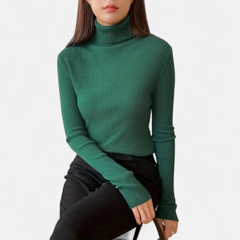 Élan Urbain™ | Pull Femme Col Roulé Côtelé – Coupe Slim