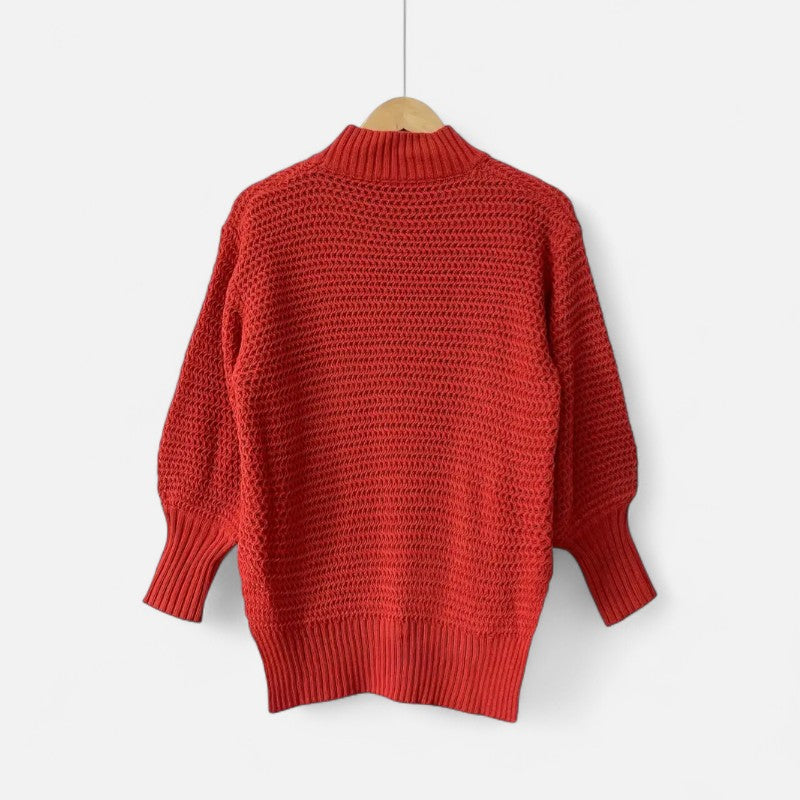 Élan Urbain™ | Pull Femme Texturé à Demi‑Col Montant – Coupe Oversize & Finitions Élégantes