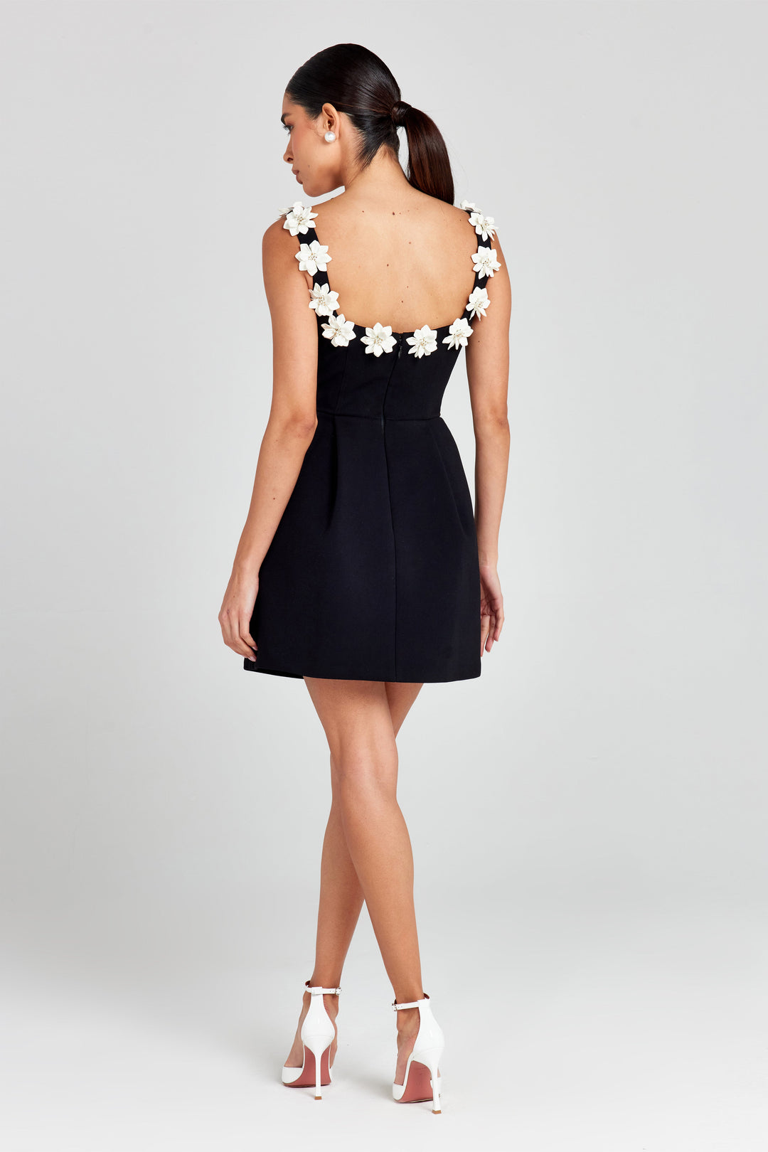 Floral Appliqué Summer Mini Dress