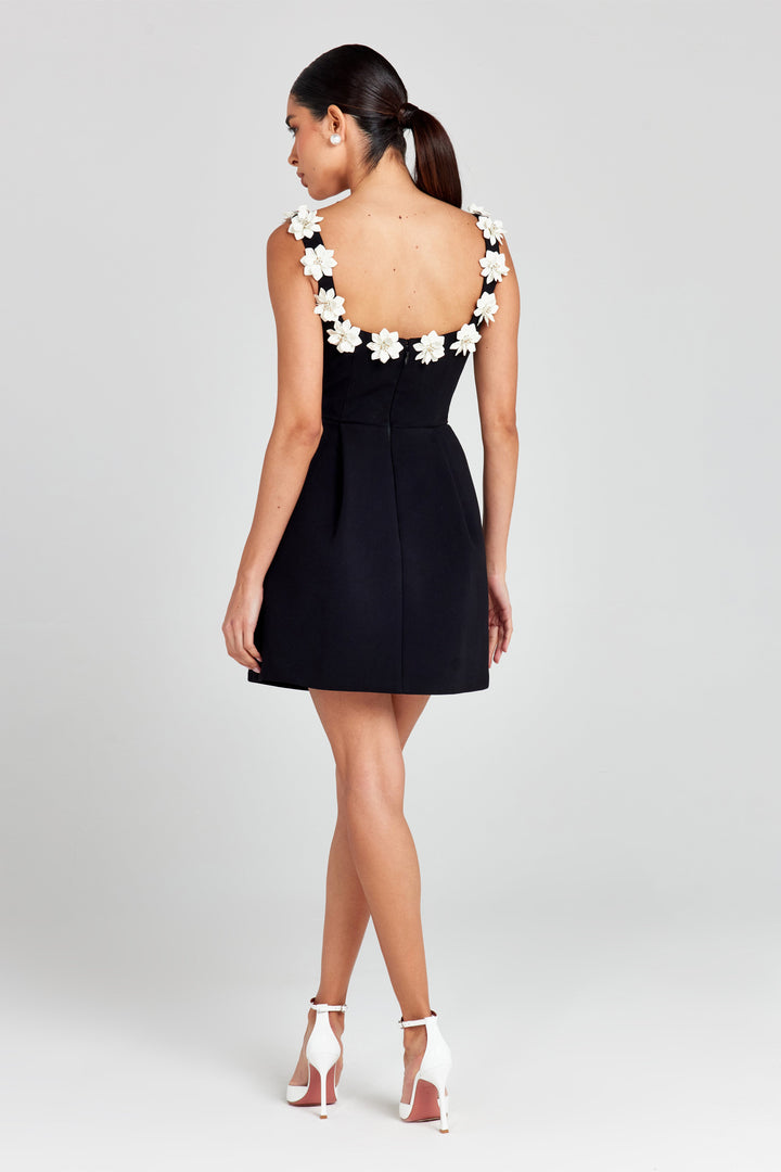 Floral Appliqué Summer Mini Dress