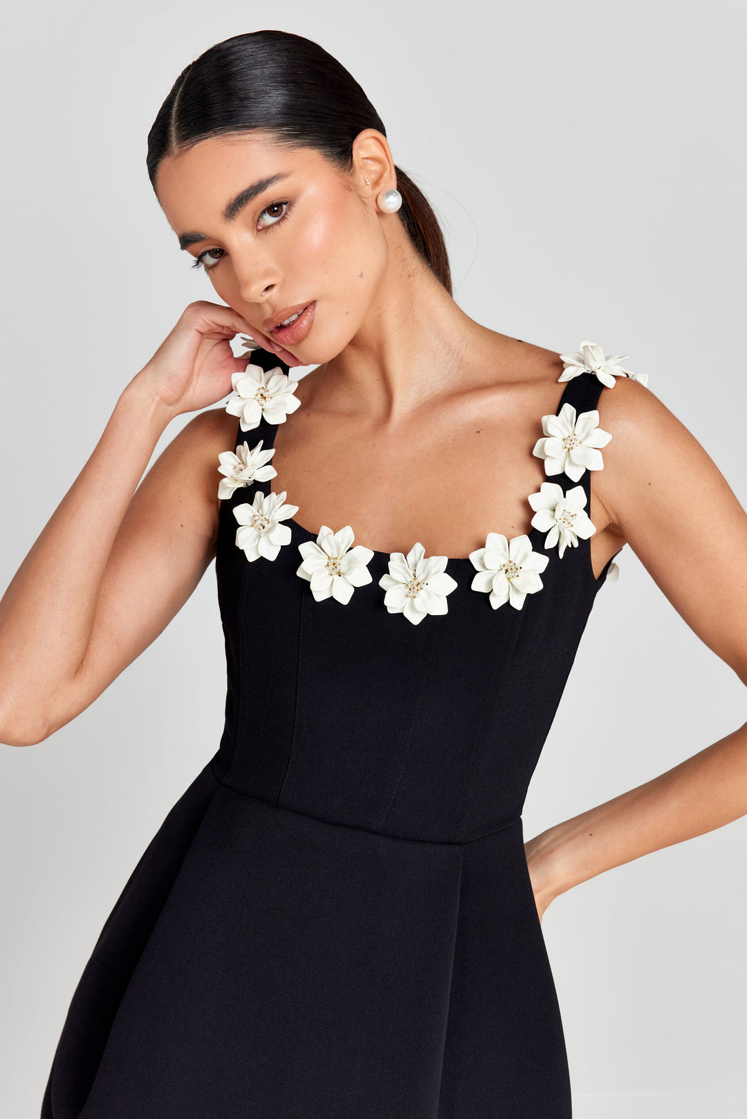 Floral Appliqué Summer Mini Dress