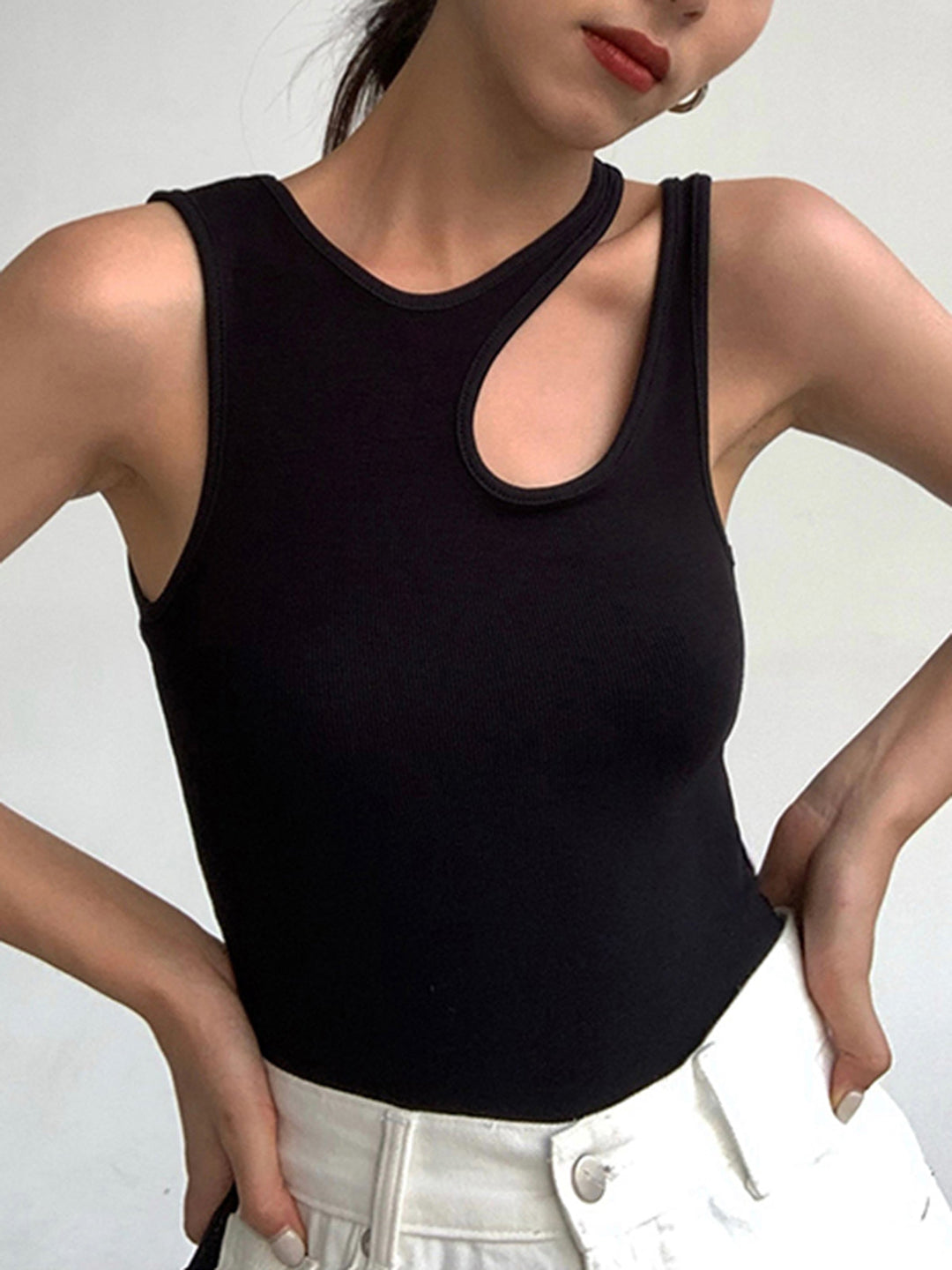 Ribbed Cutout Tank Top