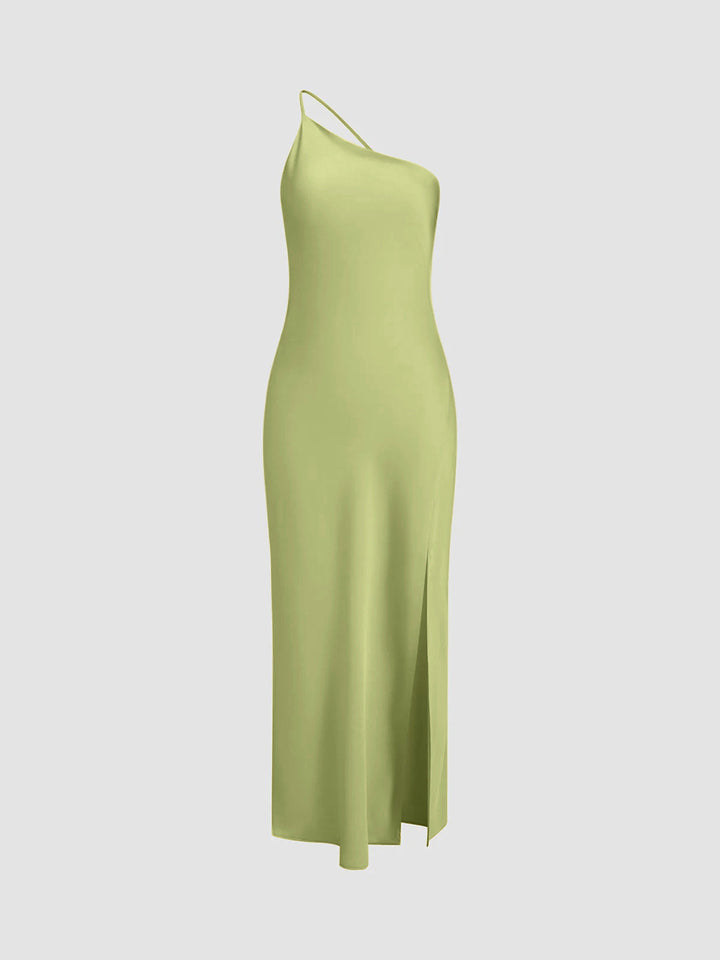 Open Back Satin Wedding Guest Maxi Dress