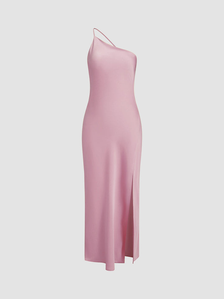 Open Back Satin Wedding Guest Maxi Dress