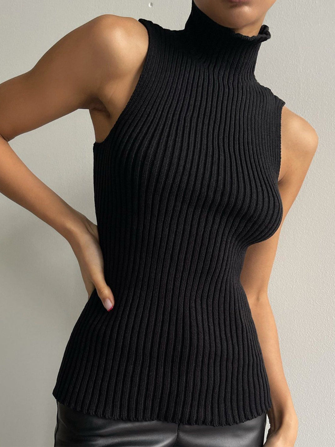 Ribbed Sleeveless Knit Top