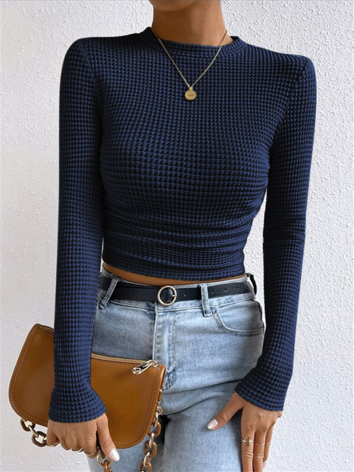 Waffle Knit Long Sleeve Top