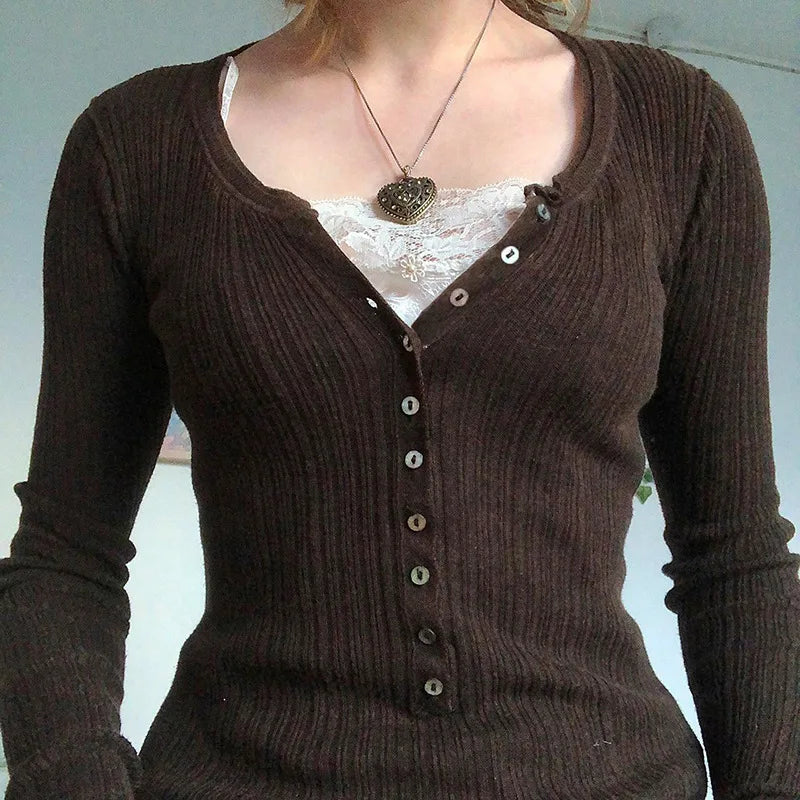 Slim Fit Long Sleeve Knit Top