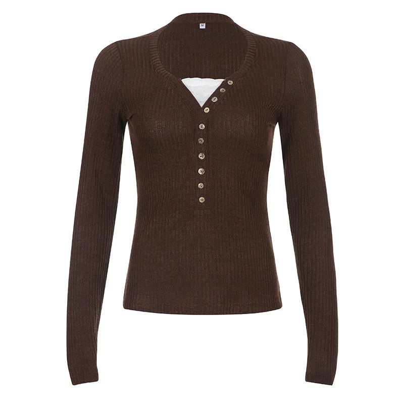 Slim Fit Long Sleeve Knit Top