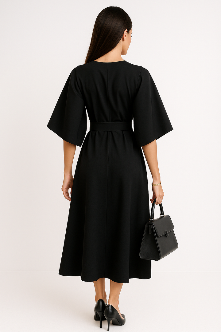 Crew Neck Midi Work Dress