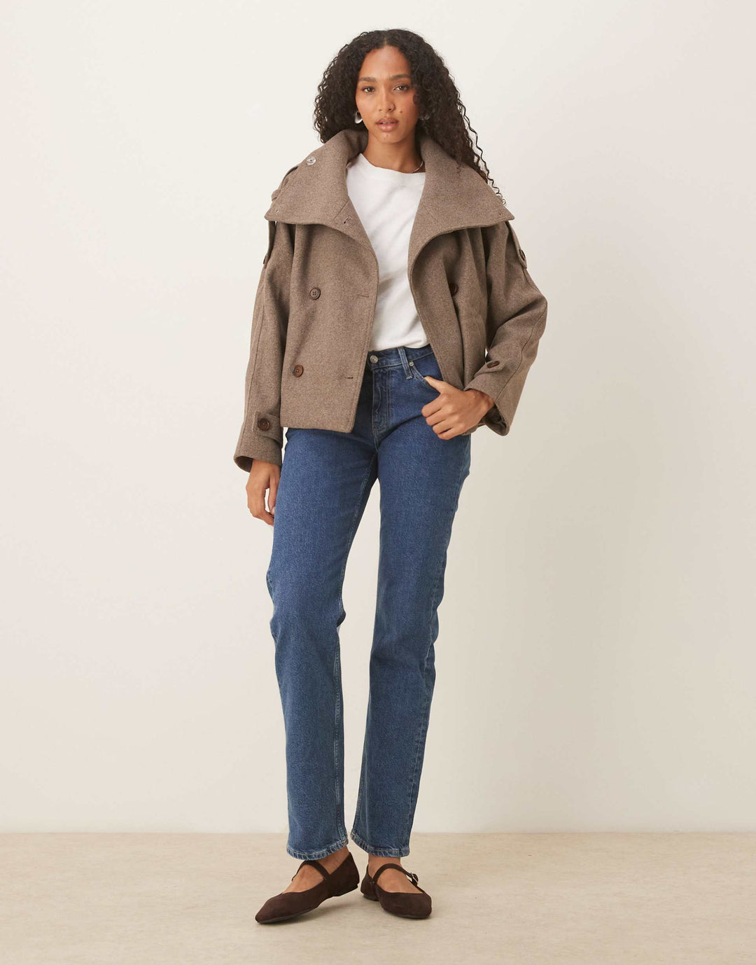Women's Double-Breasted Cropped Coat