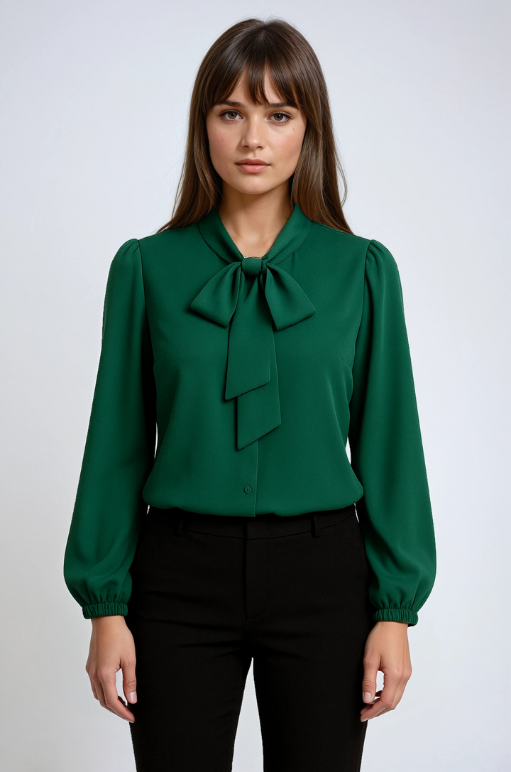 Elegant Long Sleeve Blouse with Bow Detail