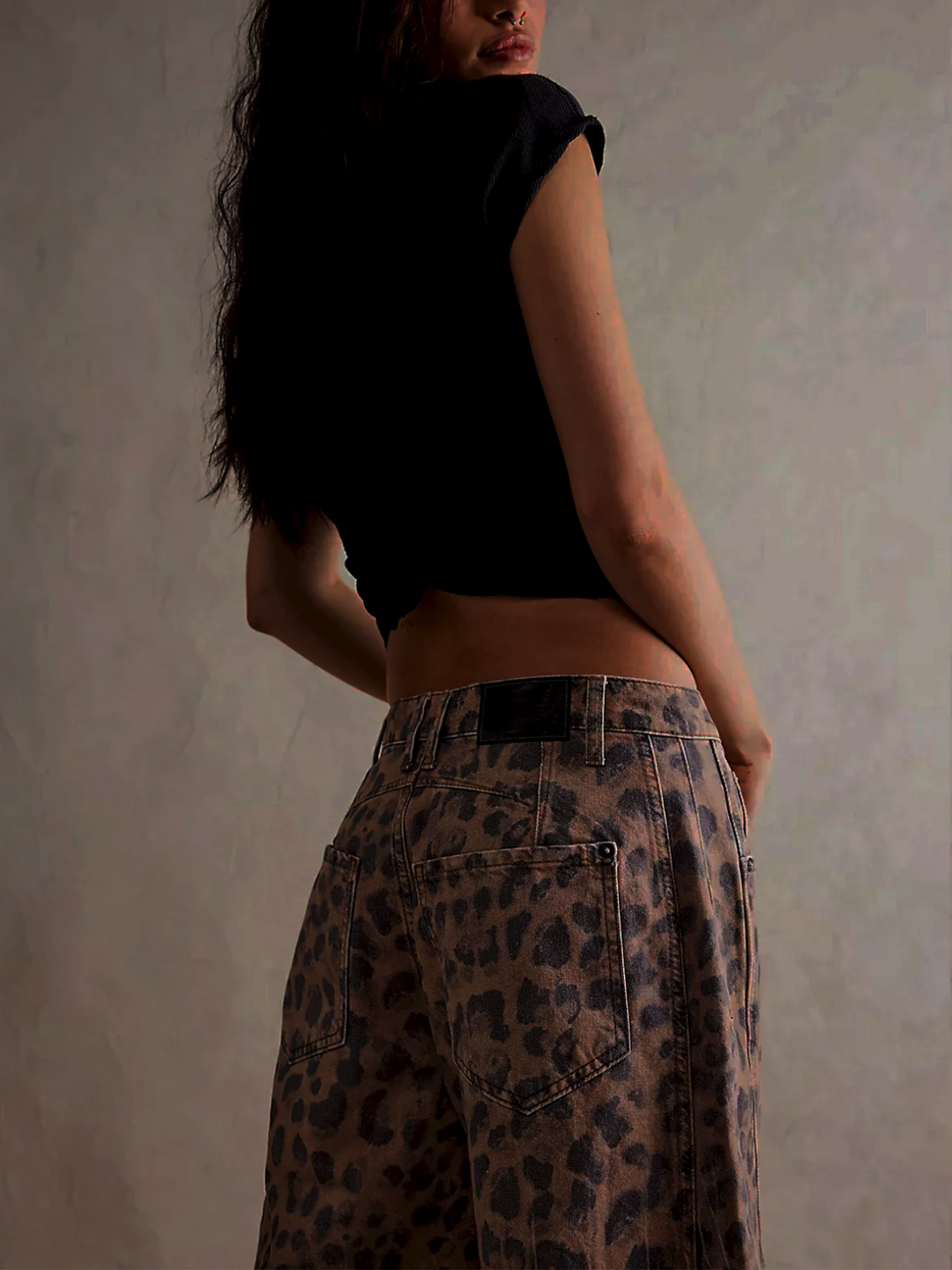Women's Leopard Print Barrel Jeans