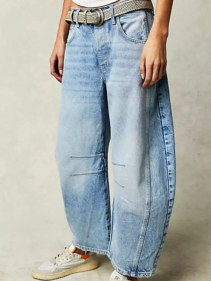 Women's Leopard Print Barrel Jeans
