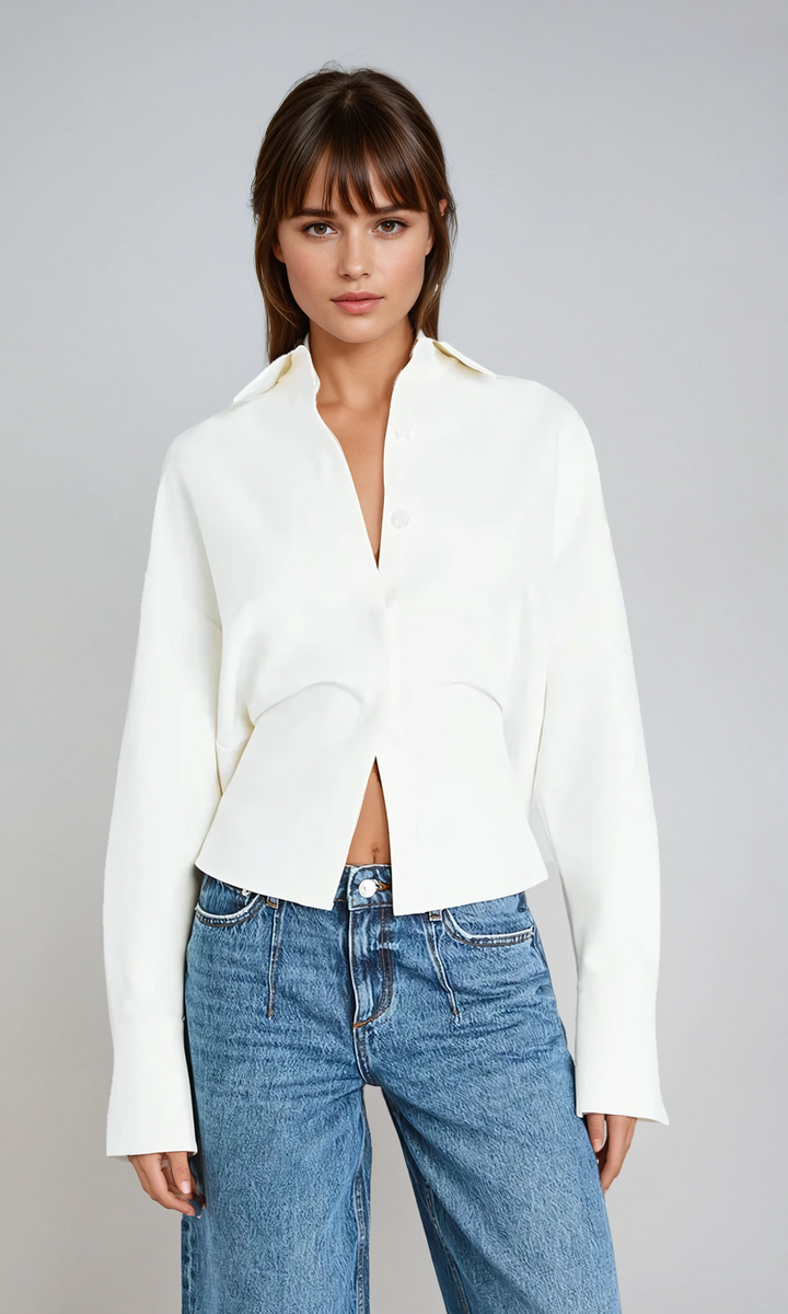 Draped Button Down Shirt