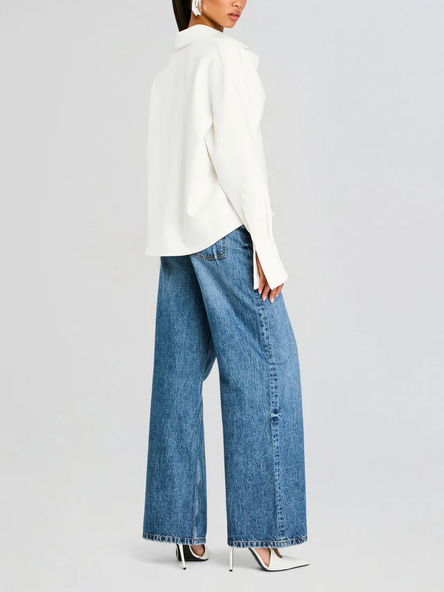 Draped Button Down Shirt