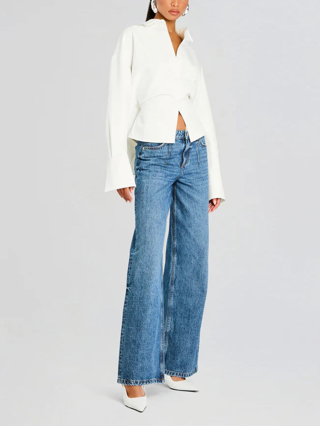 Draped Button Down Shirt