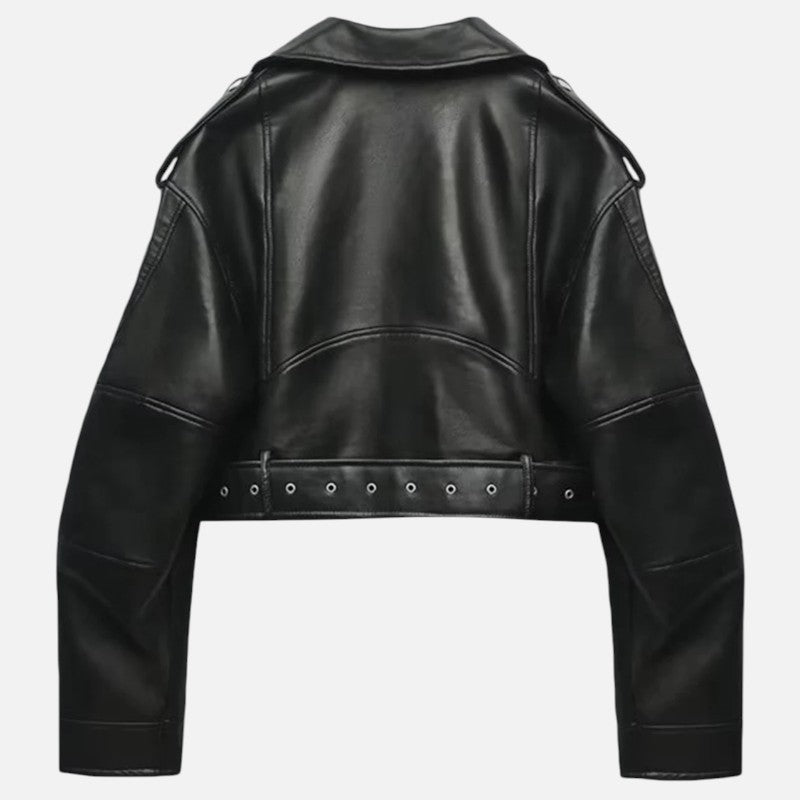 Élan Urbain™ | Veste courte biker en cuir pour femme