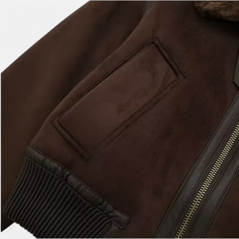 Élan Urbain™ | Veste aviateur courte doublée en fausse fourrure pour femme