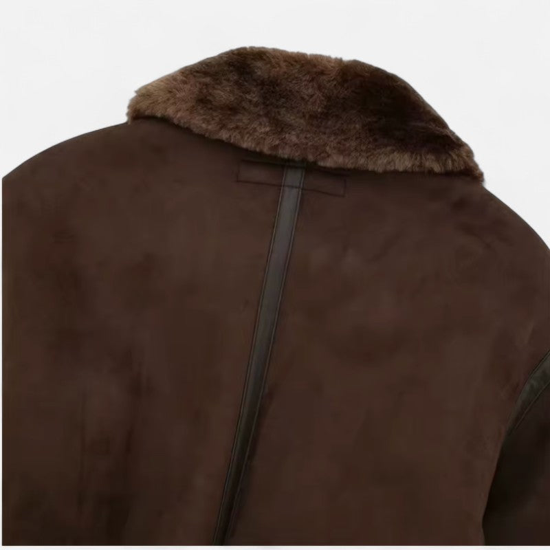 Élan Urbain™ | Veste aviateur courte doublée en fausse fourrure pour femme