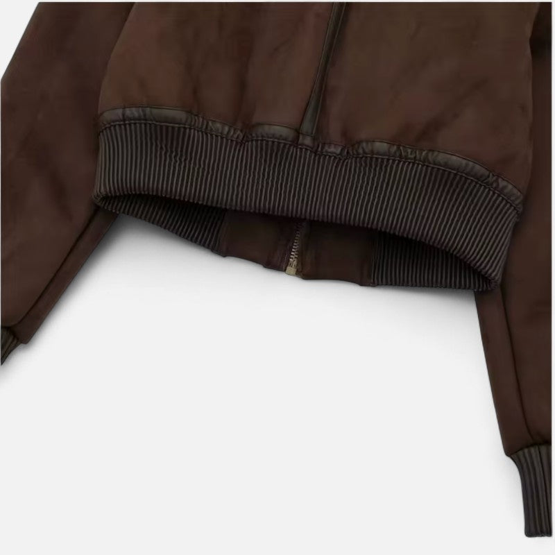 Élan Urbain™ | Veste aviateur courte doublée en fausse fourrure pour femme