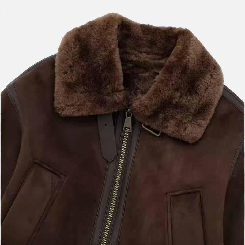 Élan Urbain™ | Veste aviateur courte doublée en fausse fourrure pour femme